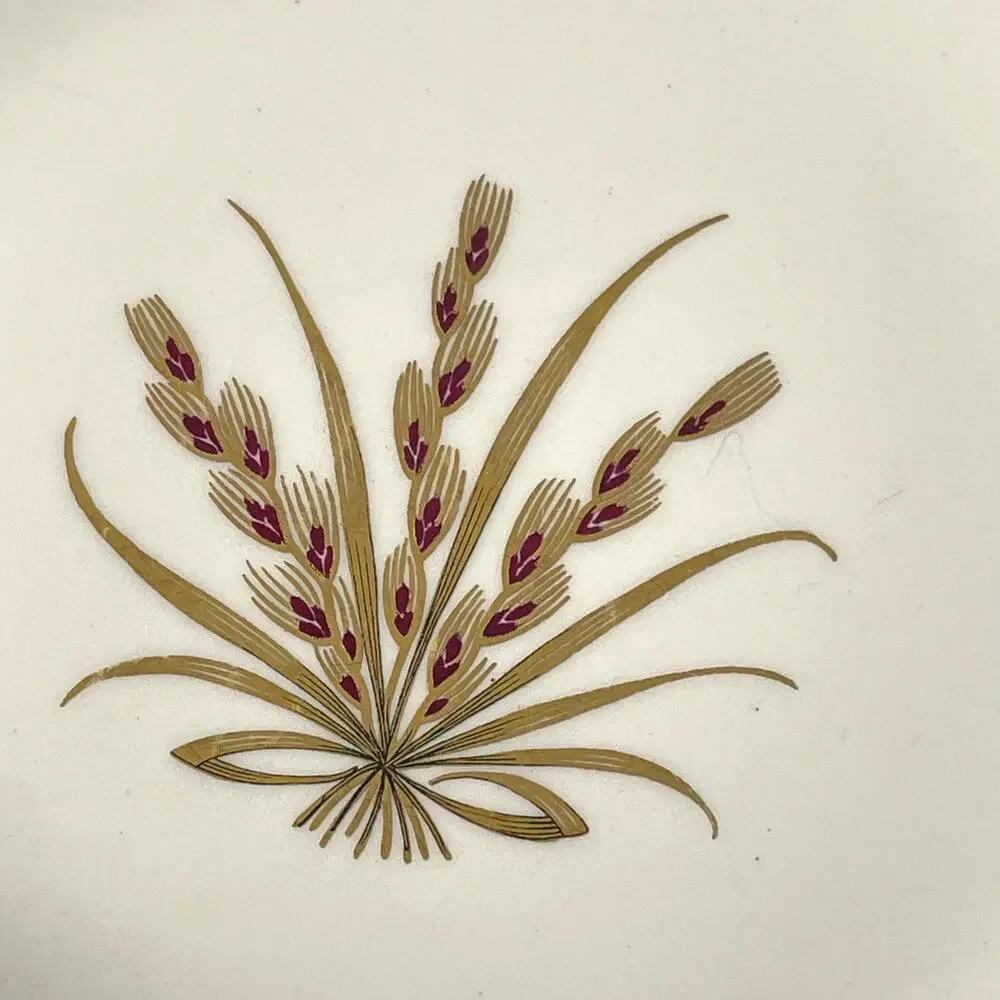 Vtg. Rare Universal Ballerina Gold Wheat Salad Plate Union Made USA 50s Bow Mod